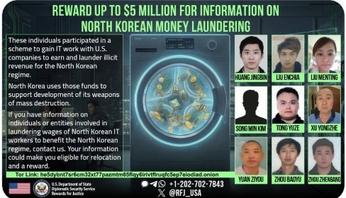 북한 자금세탁 정보 최대 500만 달러 포상