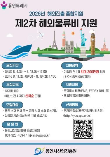 용인시산업진흥원, 해외물류비 지원 2차 모집 시작 기사 이미지